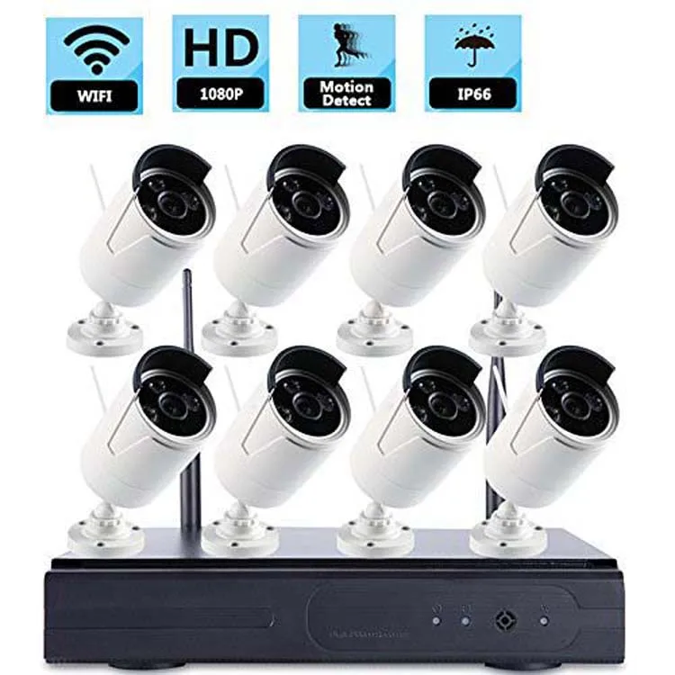WiFi étanche caméra vidéo-surveillance IR HD 8CH WI-FI NVR 2.0MP Kit IP66