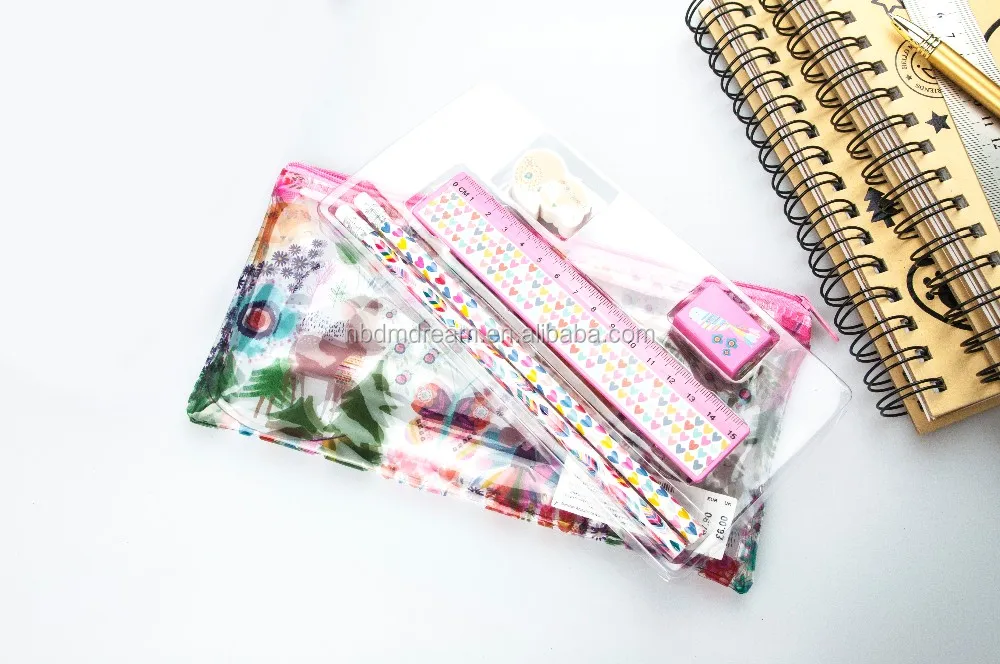Fancy School Stationery Set For Kids With Pvc Pouch - Buy
