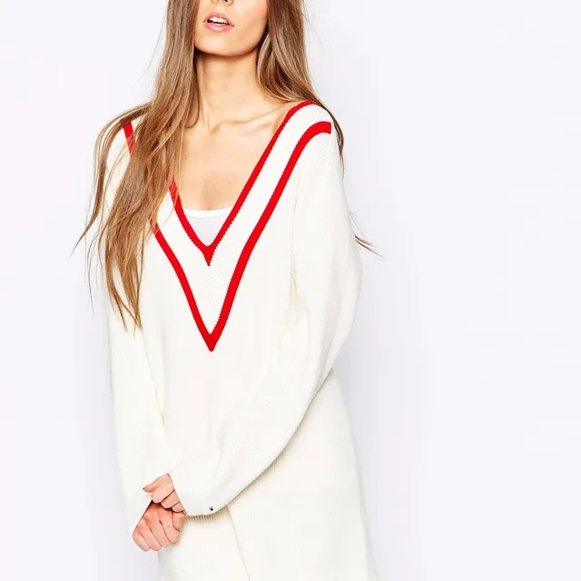 2016 new design handmade wool sweater for women white color