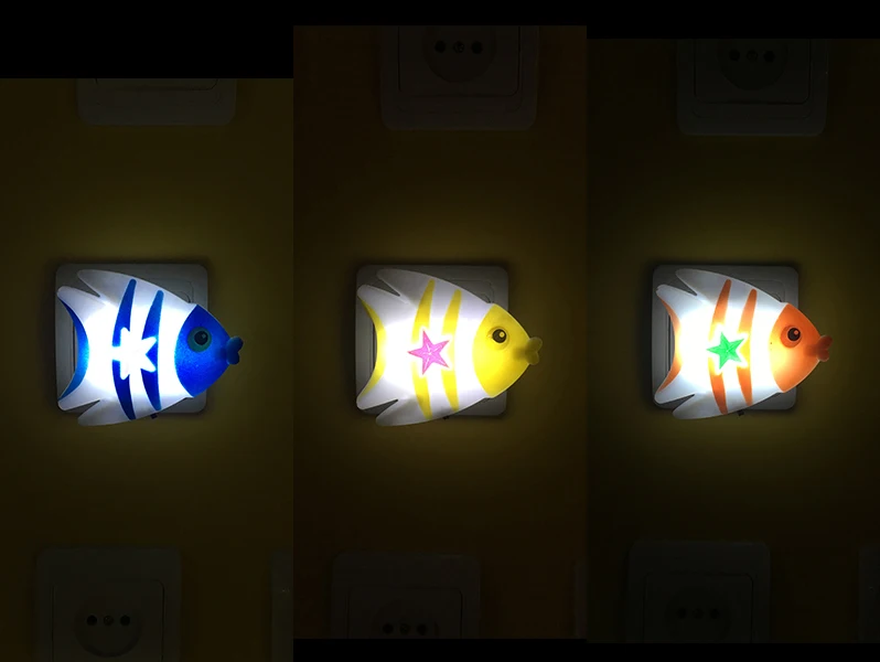 W037 Fish cute shape LED SMD mini switch plug in night light 0.6W AC110V 220V W037