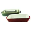 Household bakeware glazed square ceramic bread baking pan with handle