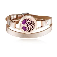 

Top selling Essential Oil Diffuser Bracelet 316L Stainless Steel Aromatherapy Jewelry Locket with leather band