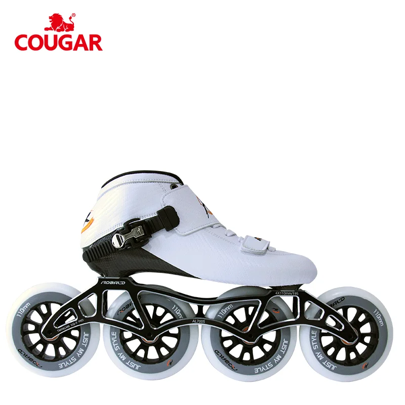 

Famous brand cougar orbit wheel skates mens inline speed skate shoes, White/black