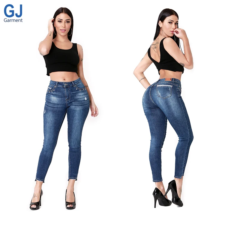 

Guangzhou Colombiano Colombian Brazilian Wholesale Skinny Slim Butt Lift Booty Push Up Sexy Lady Pants Pantalon Jeans For Girls, Blue