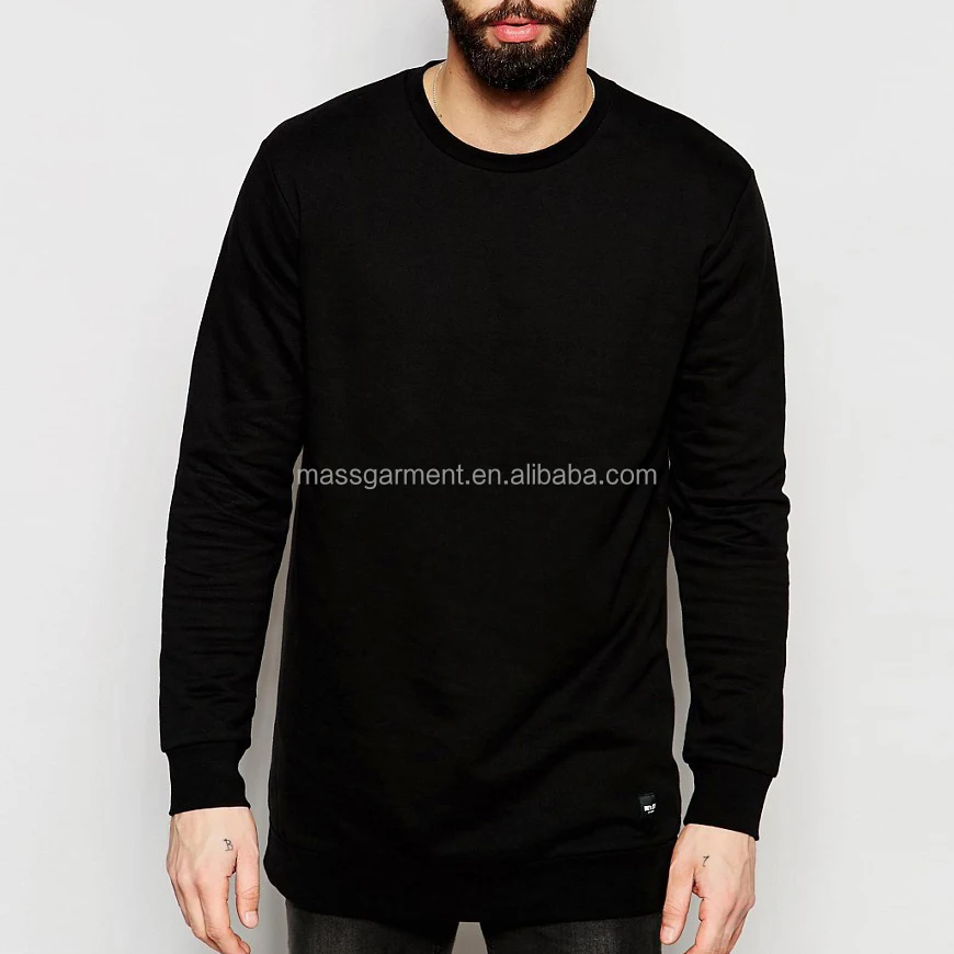 MS-1643 Best Garment Shirt Manufacturer Black Plain T shirts / Long Sleeve Tee Mens