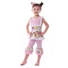 Latest fly sleeve girl set cute rabbit pattern Easter ruffle boutique clothing baby clothes girl set