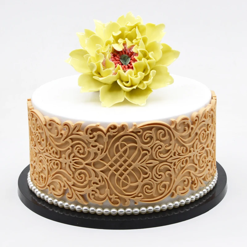 

Embossed pattern lace mold thickening and deepening cake edge decoration silicone mold sugarcraft Chocolate baking tool, Pink