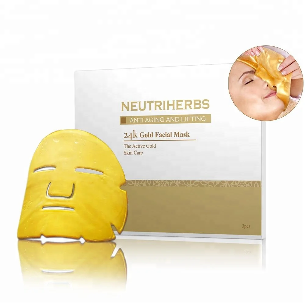 

Neutriherbs Wholesale Natural Anti Wrinkle Crystal Jelly Sheet Face Mask Hydrating Collagen 24K Gold Facial Mask