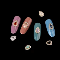 

Free Shipping Keep Long Luxury Jewelry Waterdrop Korean Style Gemstone Gold Metal Accessories 3d Nail Art Zircon