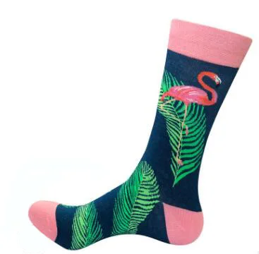 

Wholesale men colorful fashion design flamingo socks, Custom color