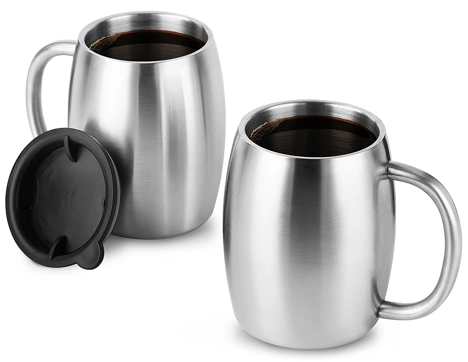 Stainless Steel Coffee Mug With Lids 14 Oz Double Walled Insulated