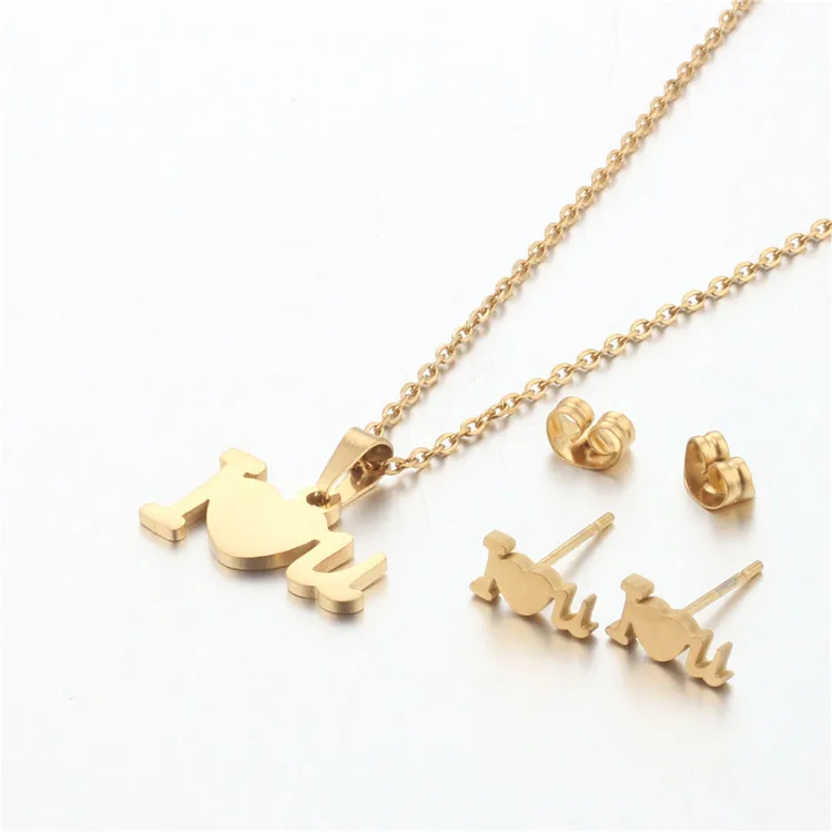 

Fashion stainless steel jewelry sets letter i love you pendant necklace and stud earrings jewelry set, As picture
