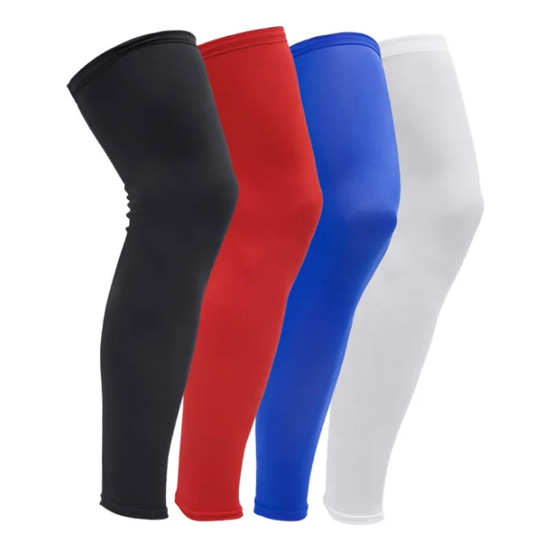 

Non Slip Compression Leg Knee Long Sleeves for Sport Football Basketball Cycling Strech Adult Child Size, Black, blue, red, white