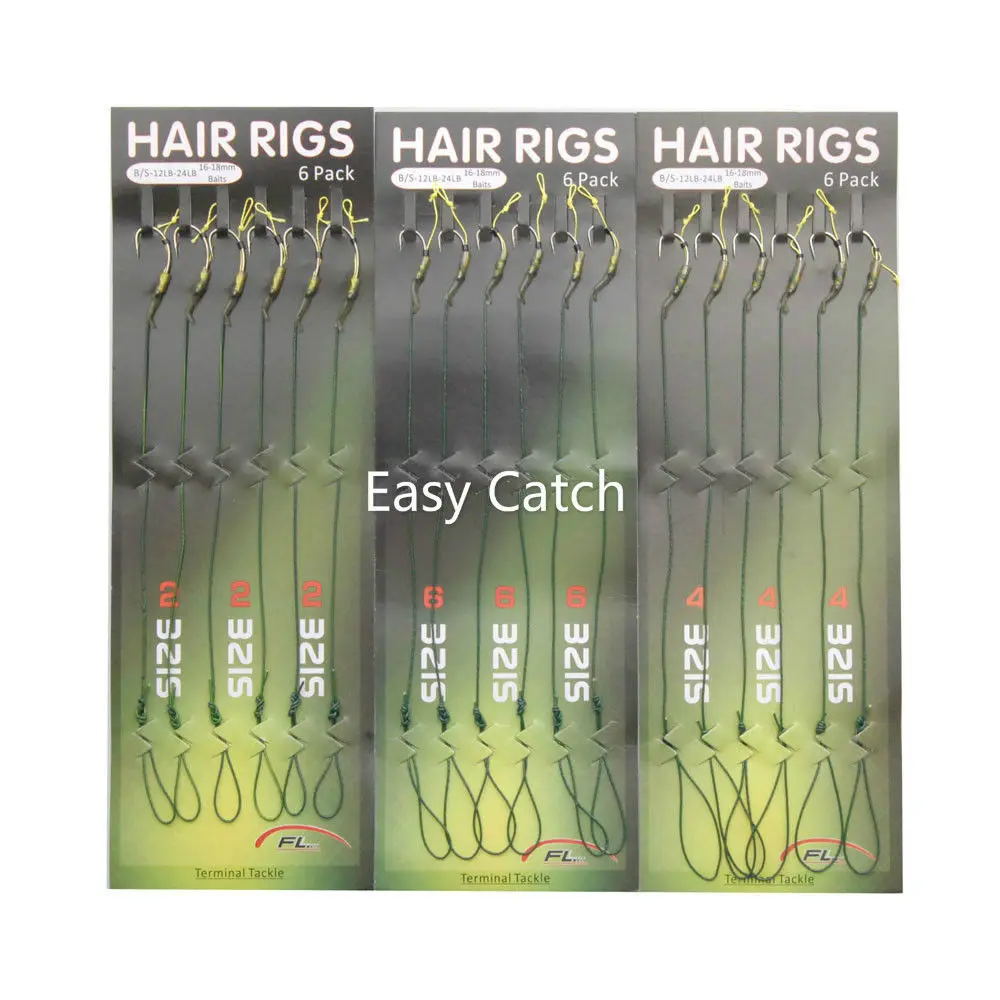 

18pcs/bag Carp Fishing Leader Hair Rigs Carp Rigs with Wide Gape Carp Hooks Anti-Tangle Rig Sleeve coated line, As pic