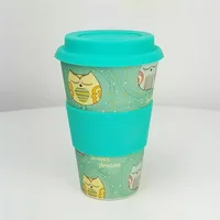 

Customized Biodegradable Plastic Coffee Mug Bamboo Coffee Cup with Silicone Lid and Sleeve