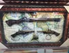 decorative ancient wooden gun model in wooden frame