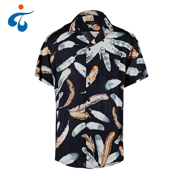 

Trendy different kinds of short sleeve rayon floral men shirt