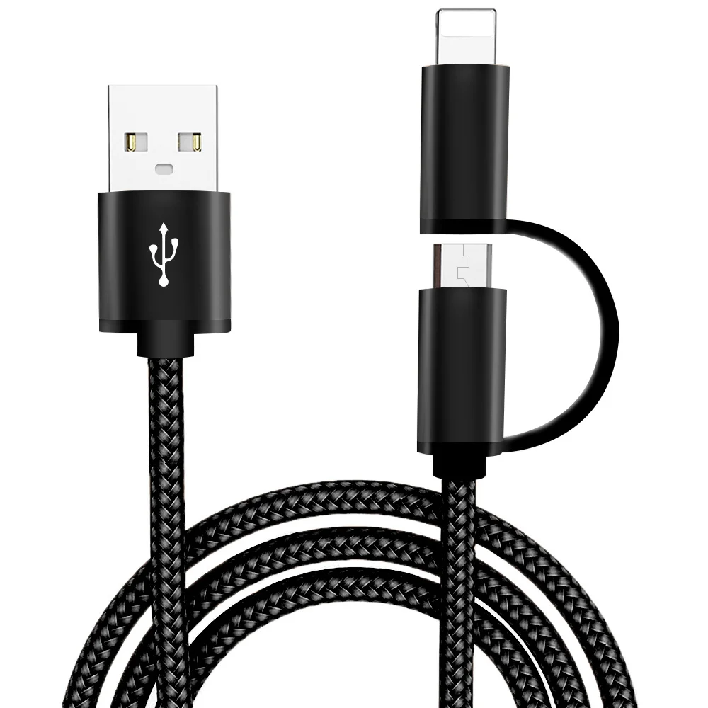 

2 in 1 usb charing data cable for iphone and for android phones, Gold/rose gold/red/sliver/blue/black