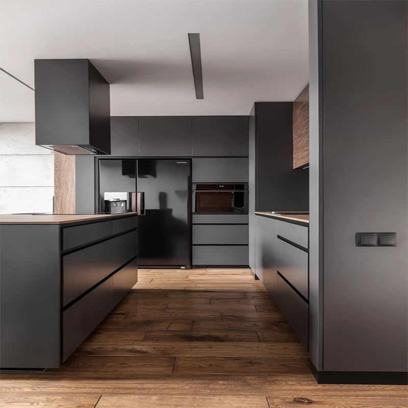 Custom Satin Grey Lacquered Paint Modern Kitchen Cabinets Buy