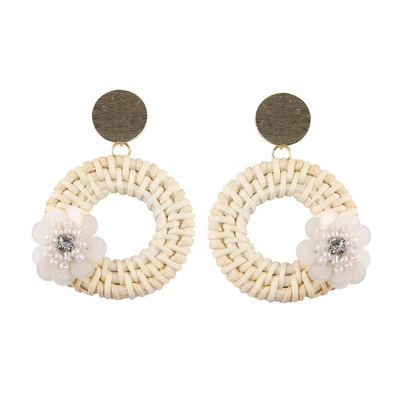 

Fashion handmade bamboo woven earrings jewelry wholesale, N/a