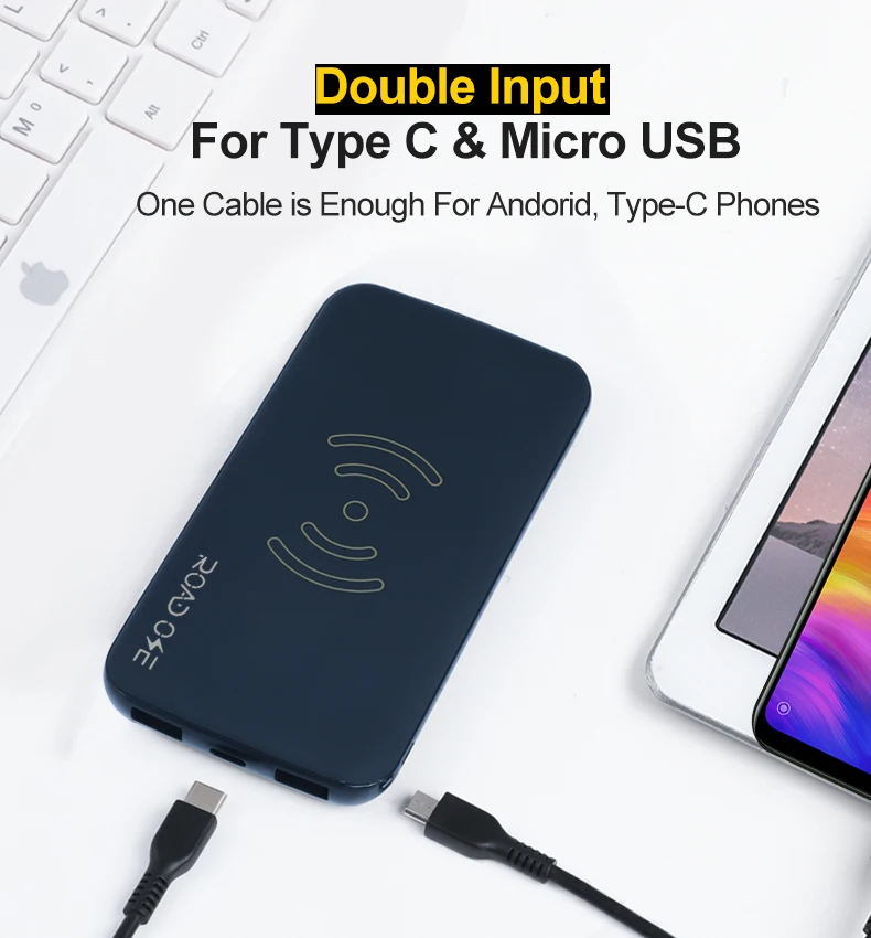 Dual Usb Outputs Qi Standard Mobile Power Bank 10000mah Wireless Charger - ANKUX.COM
