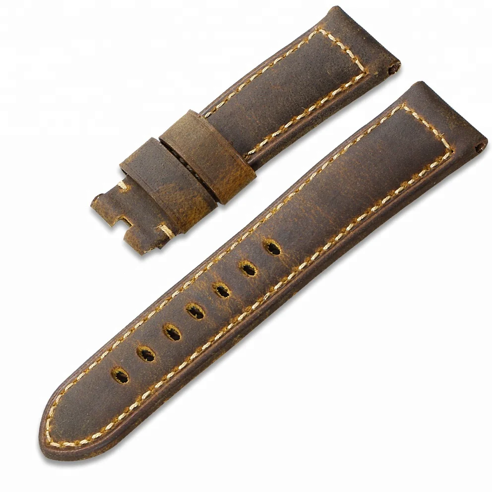 

22mm 24mm 26mm Vintage Assolutamente Leather Watch Strap, Dark brown black honey brown