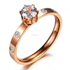 MECYLIFE 6 claw naked drill 14k Rose gold titanium steel quartz ring