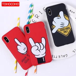 Mickey Mouse Hand Gesture Pattern Soft Silicone Phone Case Coque Fundas For iPhone5 6 6Plus 7 7Plus 8 8Plus X