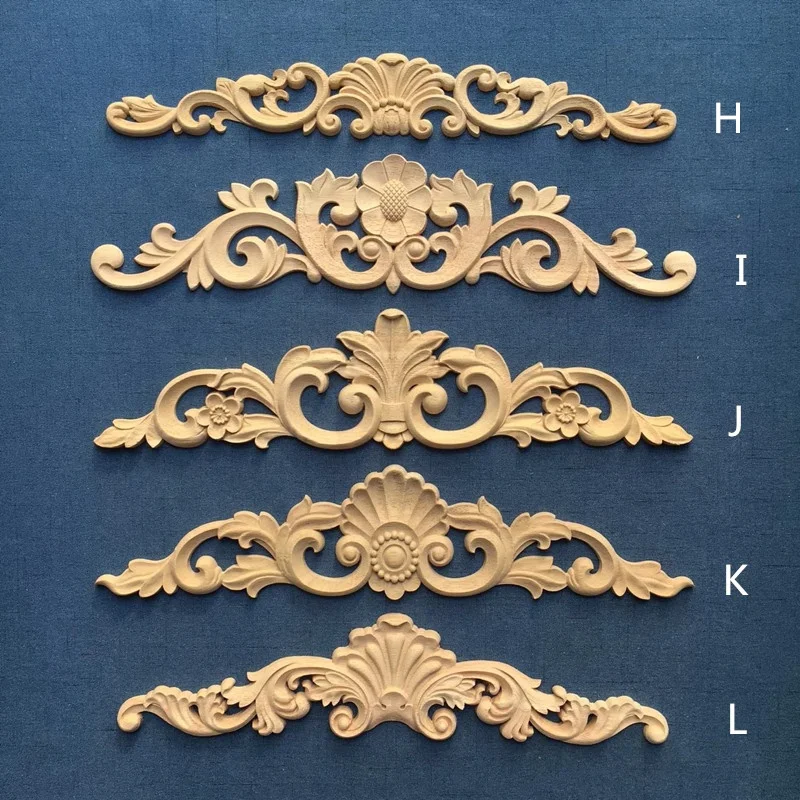 
CNC carved Rubber wood appliques and onlays for home decoration 
