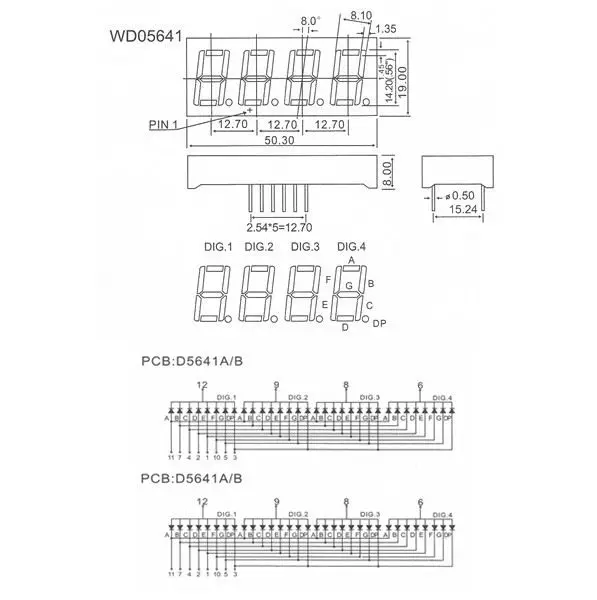High quality 4 digit 7 segment display part no 5461bh 0.56 inch 7 segment led display 4 digit