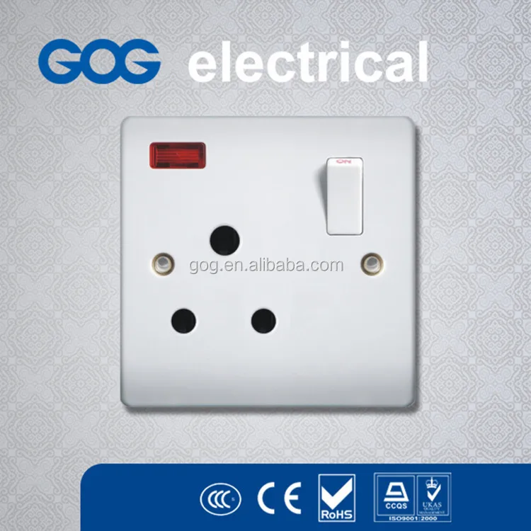 Kenya Hot Sale Electric 15a Power 3pin Plug Socket With Indicator Neon