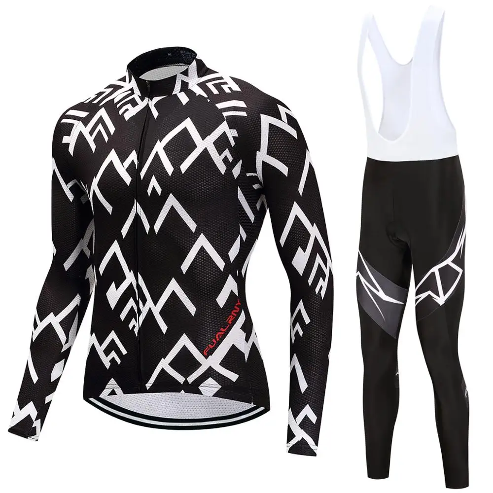 

JIUSI Customized Black Color Unisex Cycling Long Sleeve Jersey and Pants Set Sport Cycling Wear, Any colors