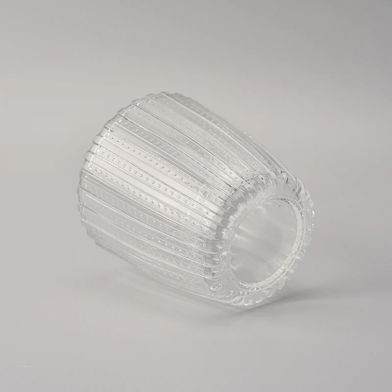 Classic clear glass candle jars lines and dots wholesale for home decoration