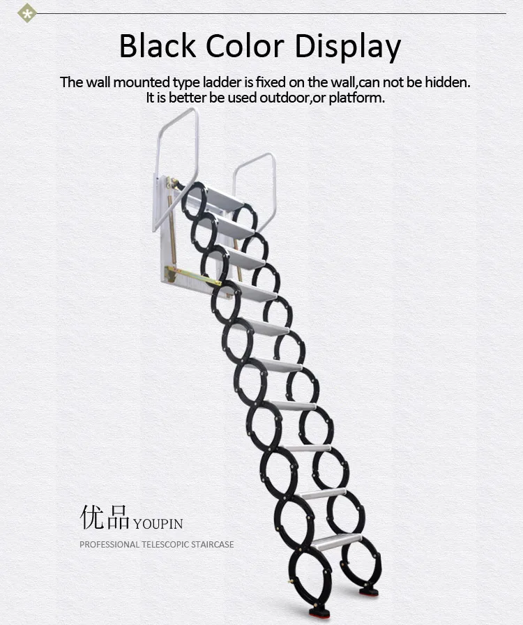 Outdoor Black Collapsible Wall Mounted Ladder