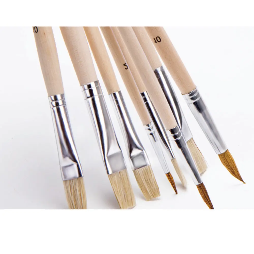 12 Artist Hog Bristle Oil Painting Brushes Set With Acrylic Brush Oil