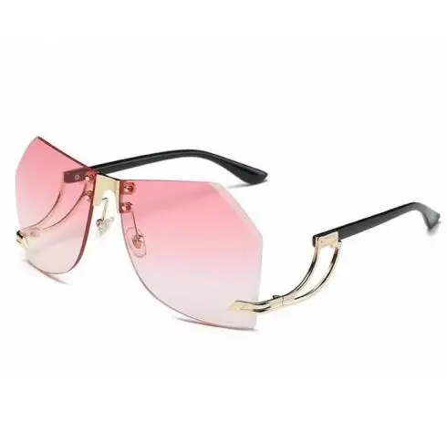 

Wiipu Women Transparent Eyeglasses Rimless Glasses Oversized Clear Lens Sunglasses