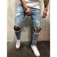 

Mens Jeans Destroyed Ripped Design Fashion Ankle Zipper Skinny Jeans For Men Y10749