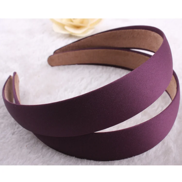 Solid Color Satin Headband 3cm Wide Women Hairband Mercerized Satin