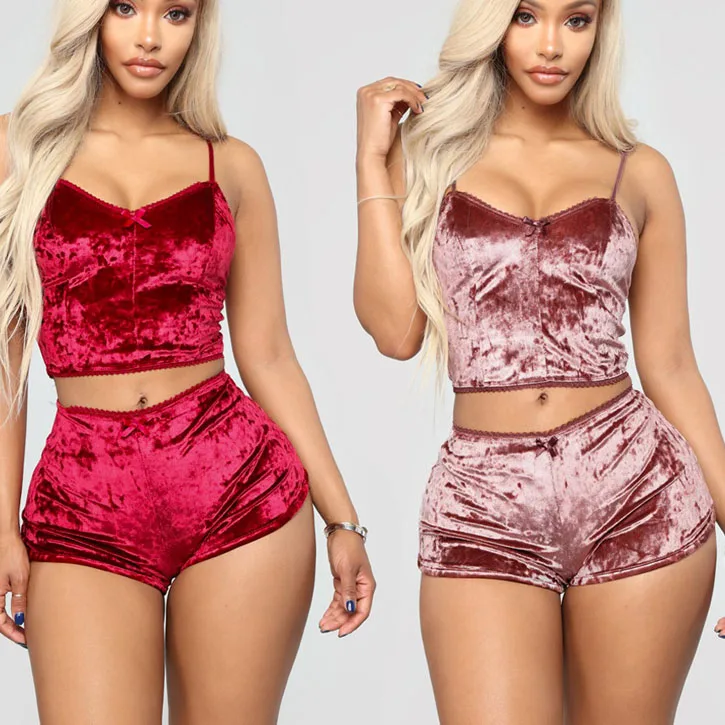 

FS1368B two piece set women clothing Club Wear velvet clothing