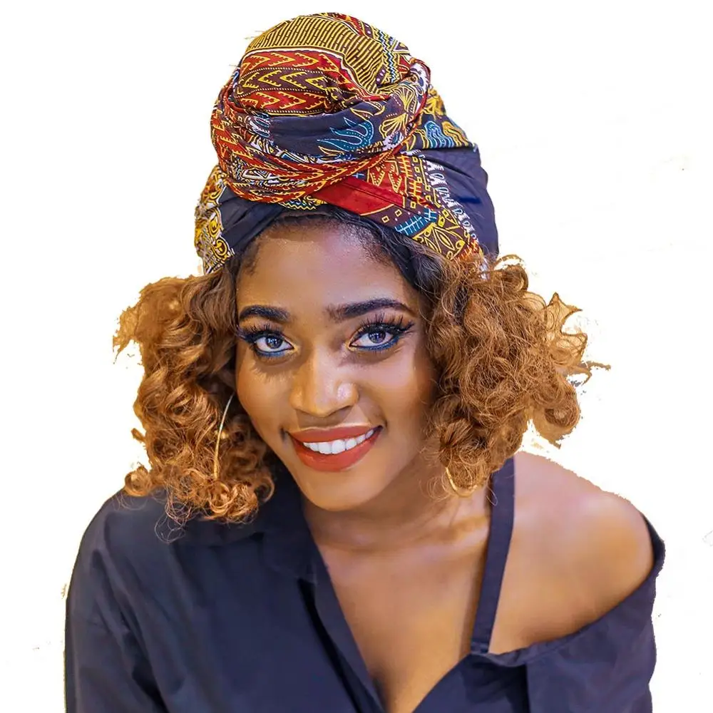 

Shenbolen African Dashiki Headwraps Extra Long 72x22 African Wax Print Head Scarf Tie for Women