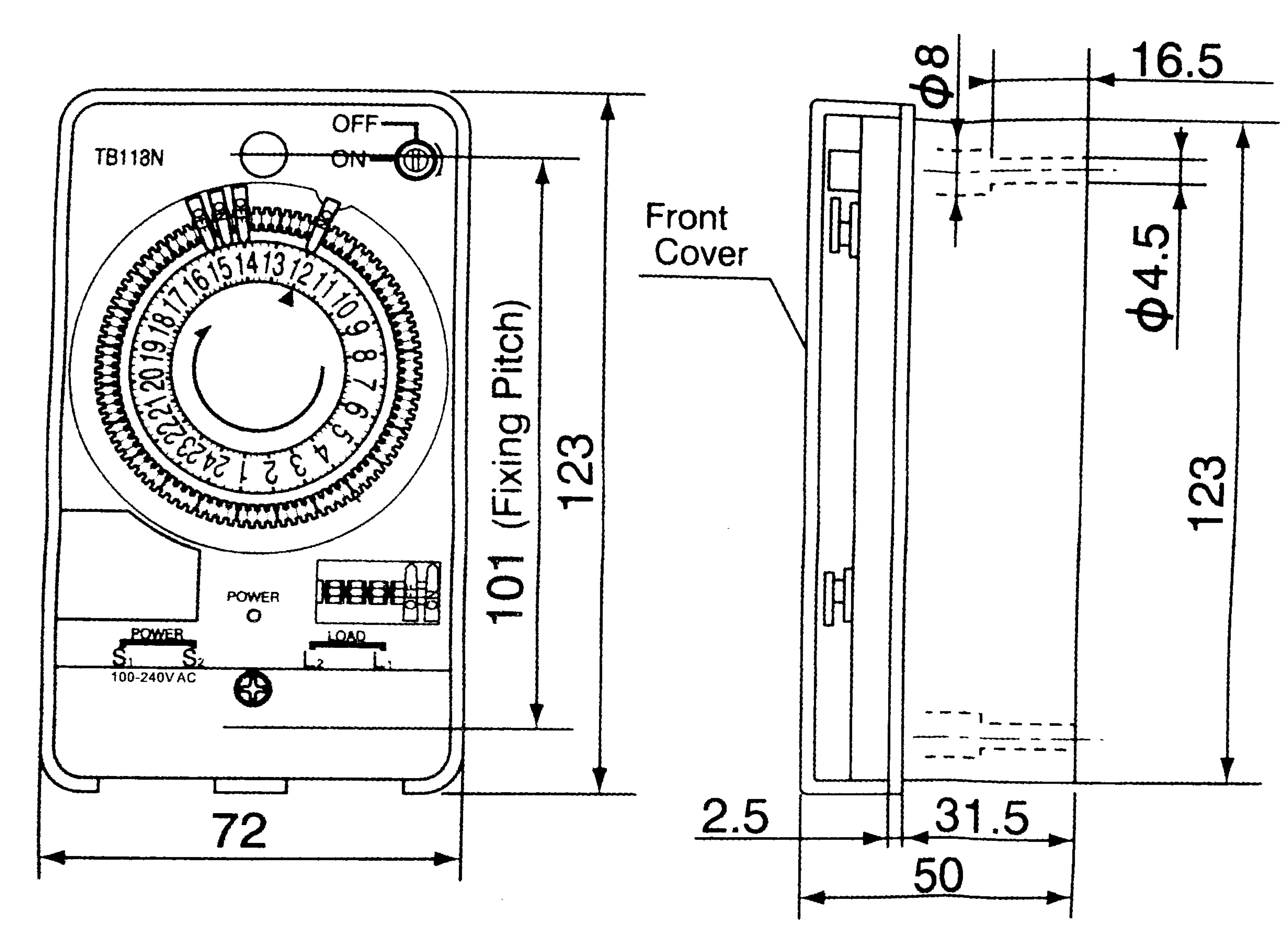 Mechanical Timer Tb118n 150hours 15A 110/230V 24 Hour Timer Switch