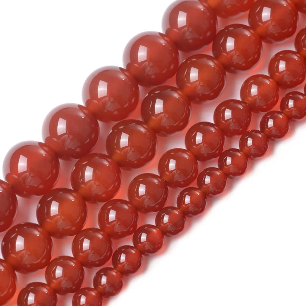 圆形红玛瑙天然玛瑙珠女士手链珊瑚天然石珠