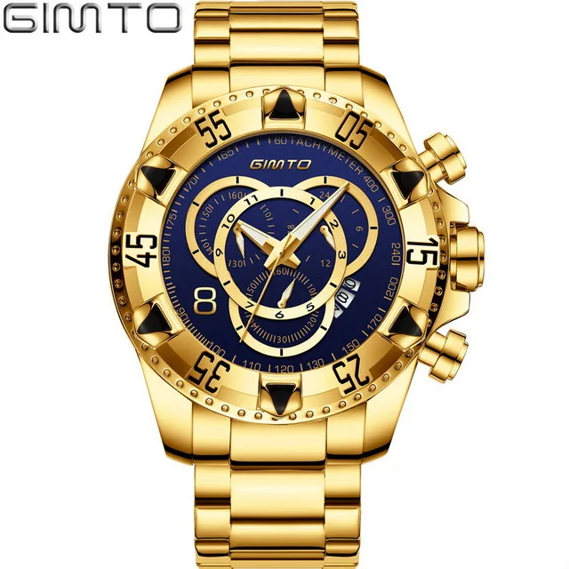 

GIMTO GM259 Top Brand Luxury Men Watches Gold Business Steel Clock Quartz Waterproof Sport Male Wristwatch Relogio Masculino, 3 colors
