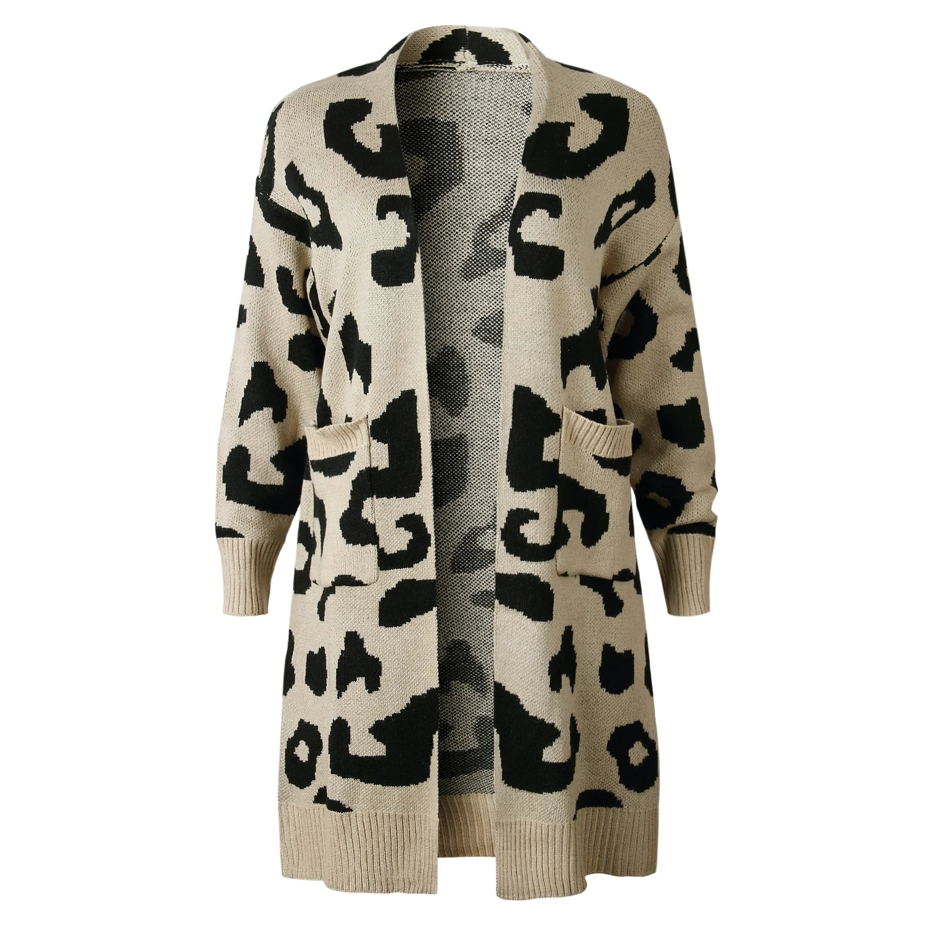 

Wholesale Oversized Long Knitted Leopard Cardigan, 6 colors
