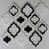 white and black flower decorative waterjet glass mosaic lantern tile