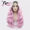 Pink Long Synthetic Front Lace Wig fashion wave party and cosplay wholesale factory no tie