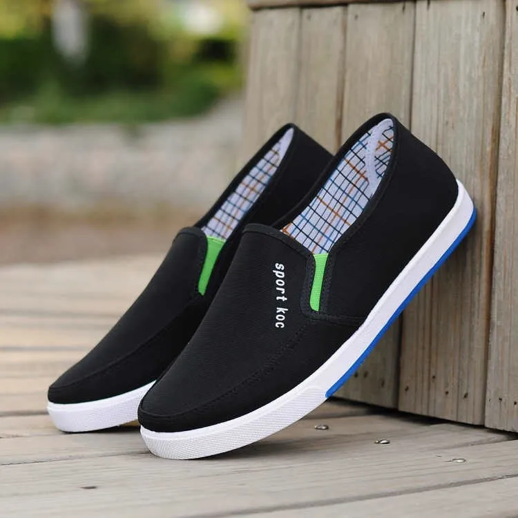 

2018 New Men's Casual Black Canvas Shoes, Black, blue, gray