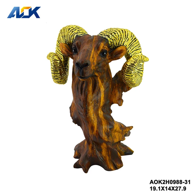 Wholesale Home Decorative Animal Gold Horn Goat Head