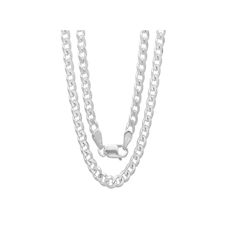 

Men's 4mm 925 Solid Sterling Silver Carb Chain Necklace, Picture shows