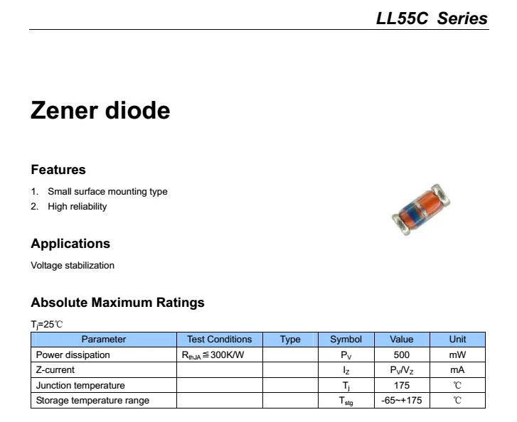 12v smd diodo zener montaje superficial 0.5 W x10